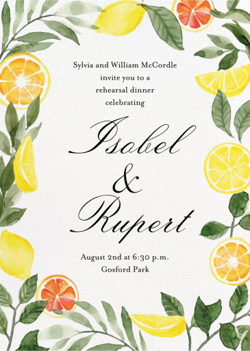 Lemon Leaves - Rehearsal Dinner Invitation by Paper Source