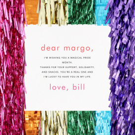 Rainbow Tinsel Fringe Border - Greeting Card by CONFETTISYSTEM