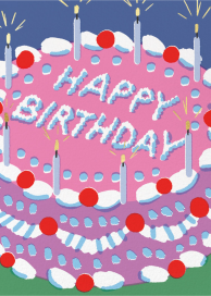 Birthday Cake and Candles (Elena Boils) - Birthday Card by Wrap