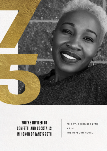 50 Gold Lettering (Photo) - Birthday Invitation by Paperless Post