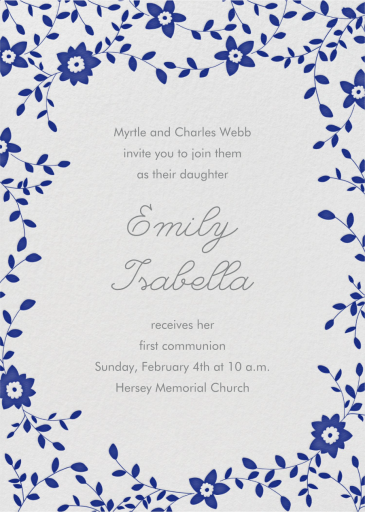 Vintage Flower - First Communion Invitation by Linda and Harriett