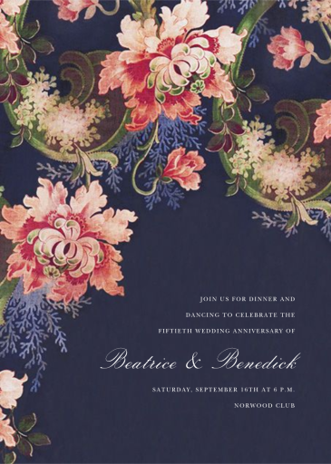 Rose Floral Ikat (Tall) - Celebration Invitation by Oscar de la Renta