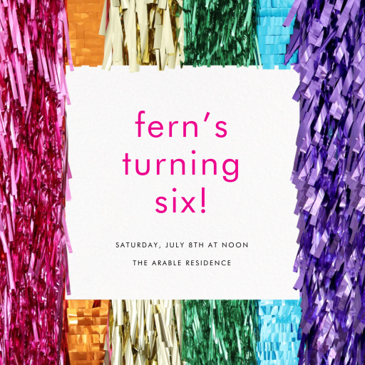 Rainbow Tinsel Fringe Border - Invitation by CONFETTISYSTEM