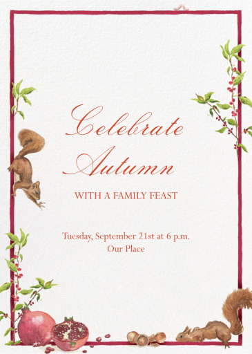 Pomegranate and Squirrel - Invitation by Clementina Sketchbook