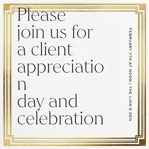 Gold Trimmed - Appreciation Event Invitation by Paperless Post