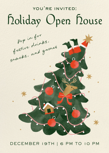 Upside Down Tree Holiday Invitation