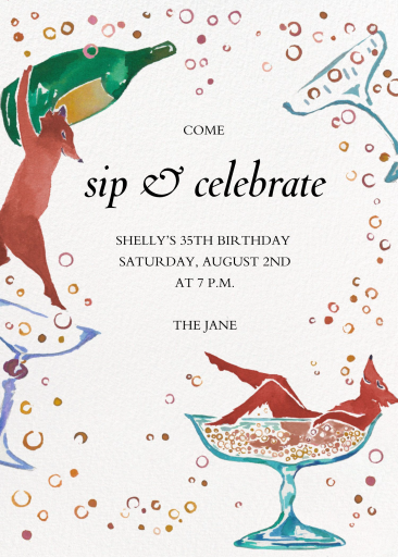 Watercolor Fox Cocktail Invitation