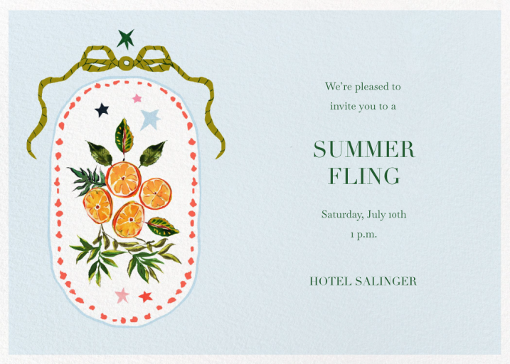 Bow and Citrus (Inslee Fariss) - Summer Party Invitation by Dogwood Hill