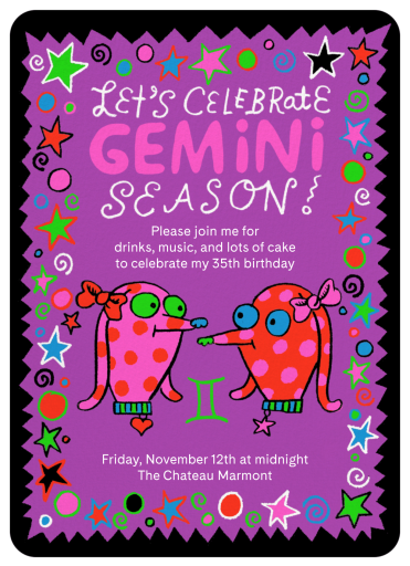 Zodiac Doodles - Birthday Invitation by Gentle Thrills