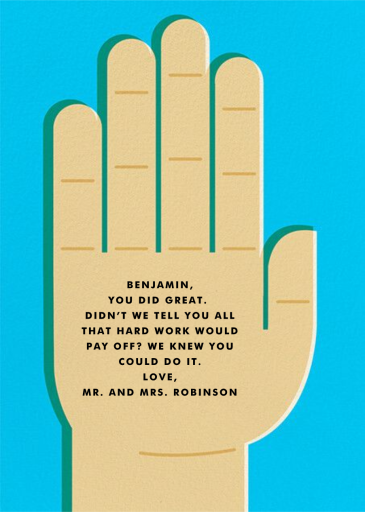 High 5 - Congratulations Card by The Indigo Bunting - Back