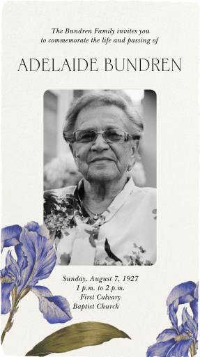 Blue Wildflowers Photo - Memorial Service Invitation by  Monique Lhuillier