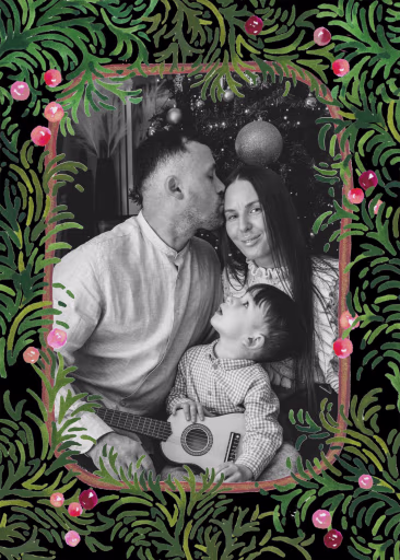 Wintergreen Border - Christmas Card by Happy Menocal