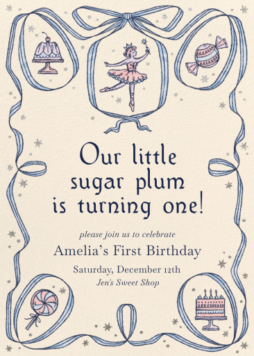 Ballerina Ribbon Candy Invitation