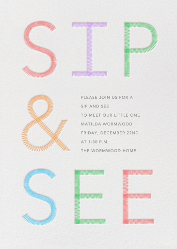 Sip & See Stitch - Baby Shower Invitation by Paperless Post