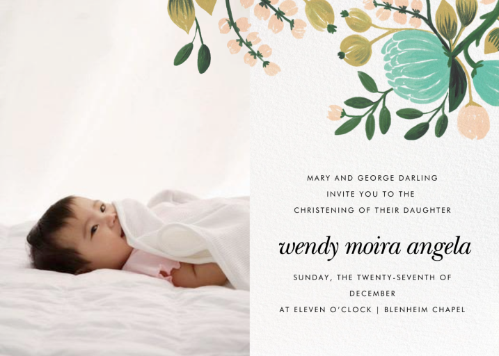 Blue Blooms (Photo) - Baptism & Christening Invitation by Rifle Paper Co.