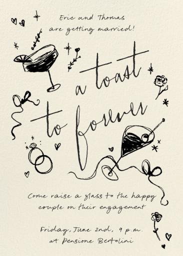 Forever Toast - Invitación a la fiesta de compromiso de Paperless Post