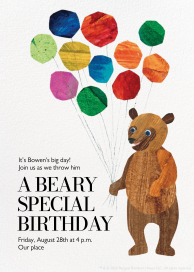 Bear with Colorful Balloons Invitation