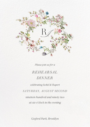Regal Initials - Rehearsal Dinner Invitation by  Monique Lhuillier