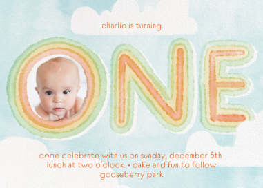 Gentle Rainbow Photo - First Birthday Invitation by Paperless Post