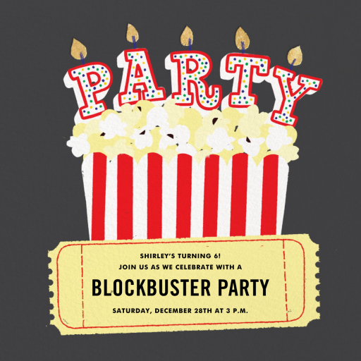 Popcorn Blockbuster Party by Paperless Post