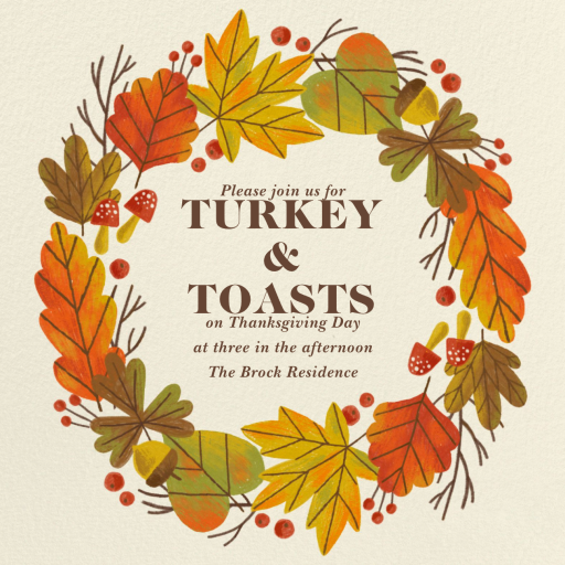 Autumn Wreath - Thanksgiving Invitation by Paperless Post