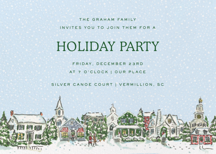 Snowy Village (Paige Spearin) - Holiday Party Invitation by Dogwood Hill