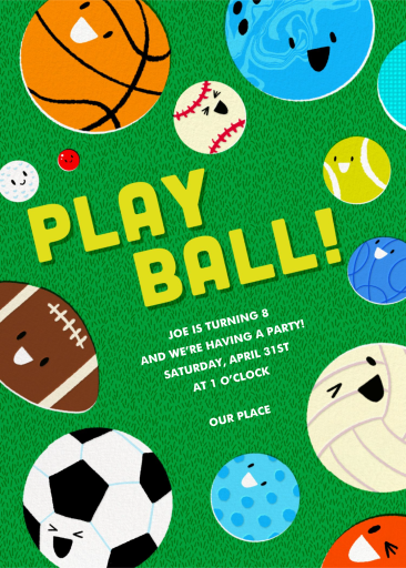 Cute Sports Balls Invitation