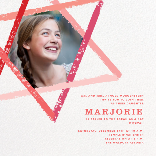 Brushstroke Star (Photo) - Bar & Bat Mitzvah Invitation by Paperless Post
