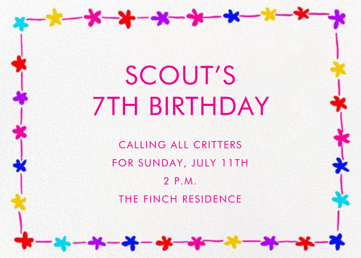 Floral Bunting Border - Invitation by Linda and Harriett - Back