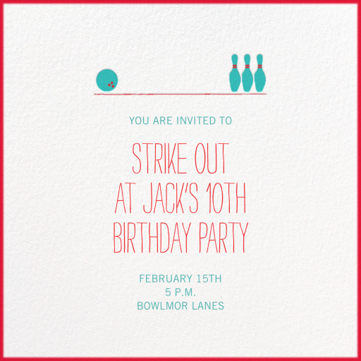 Hit the Lanes - Birthday Invitation by Mr. Boddington's Studio