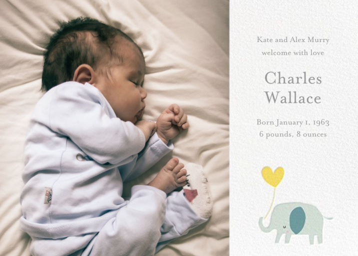 Ellie's Balloon (Photo) - Baby Announcement by Little Cube