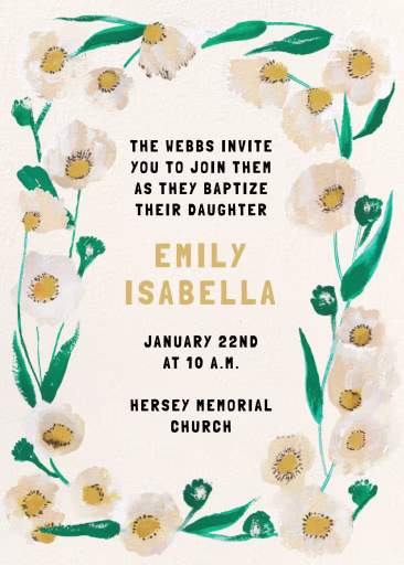 Wild Daisies - Baptism & Christening Invitation by Mr. Boddington's Studio