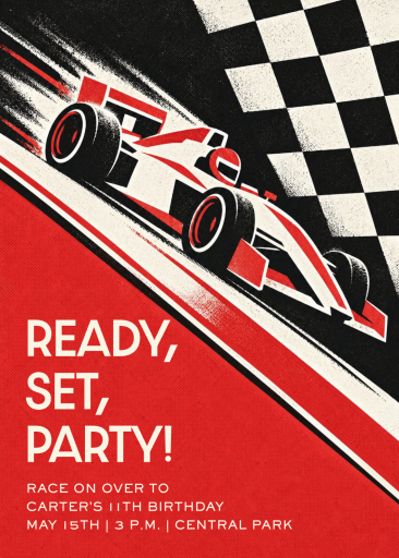 Racing Car Checkered Invitation