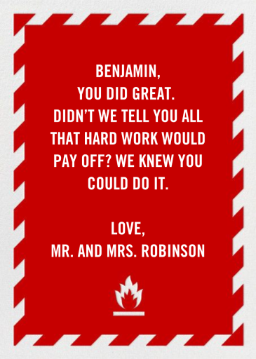 Fire Extinguisher - Graduation Card by Paperless Post - Back