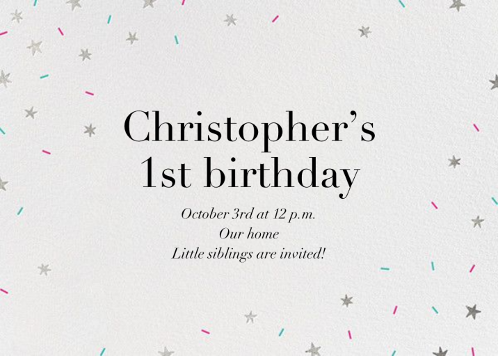 Starfetti - First Birthday Invitation by Paperless Post