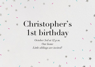 Starfetti - First Birthday Invitation by Paperless Post