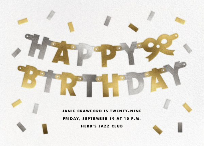 Lettered Bunting - Birthday Invitation by The Indigo Bunting