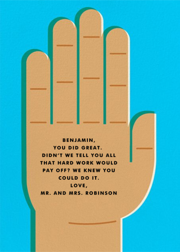 High 5 - Congratulations Card by The Indigo Bunting - Back