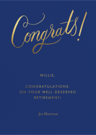 „Golden Congrats“ – Ruhestands- Card , von Rifle Paper Co.