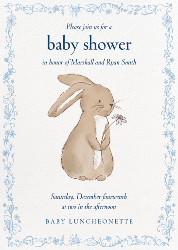 The Flower and the Bunny - Baby Shower Invitation by Paperless Post