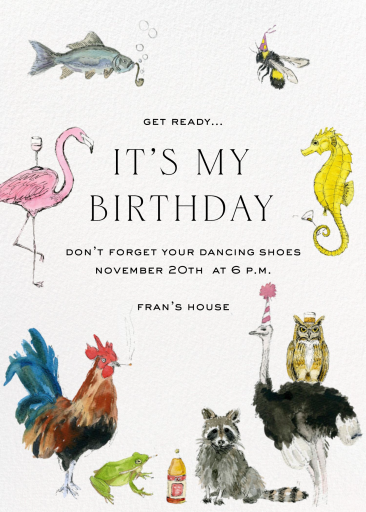 Whimsical Animal Party Invitation