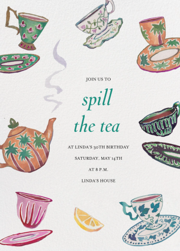 Piping Hot Tea - Tea Party Invitation by Happy Menocal