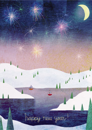 Boats and Fireworks (Josie Portillo) - New Year's Card by Red Cap Cards