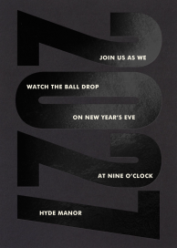 Black Serif Numbers New Year Invitation