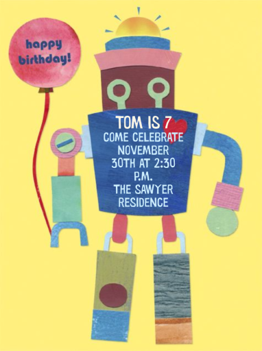 Kid's Robot by Paperless Post