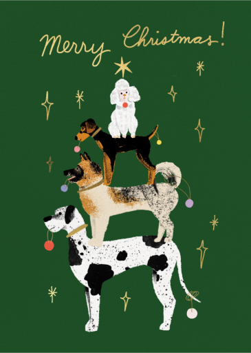 Barking Up - Christmas Card by Carolyn Suzuki Studio