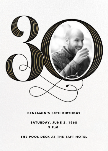 Pinstripe Numerals - 30th Birthday Invitation by Paperless Post