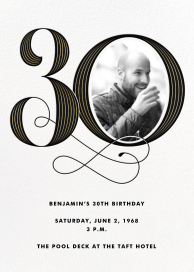 Pinstripe Numerals - 30th Birthday Invitation by Paperless Post