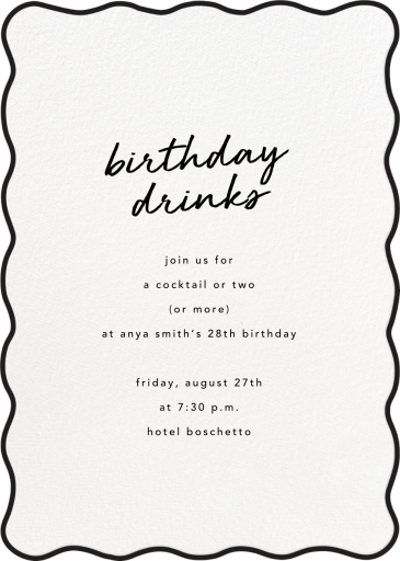 Black Wavy Edge - Birthday Invitation by Sugar Paper