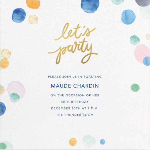 Watercolor Confetti - Bridal Shower Invitation by Sugar Paper